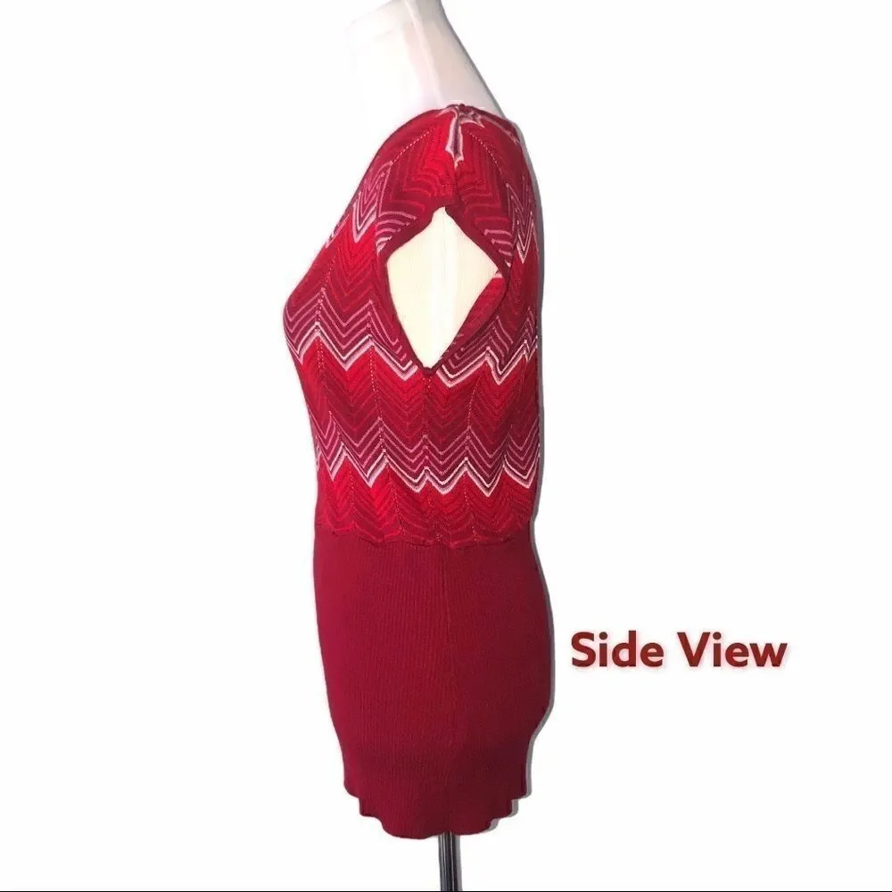 Belldini Red Striped Chevron Viscose Top - Picture 2 of 5